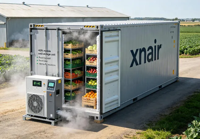 40ft unit on a farm for post-harvest produce preservation at 0°C to 4°C