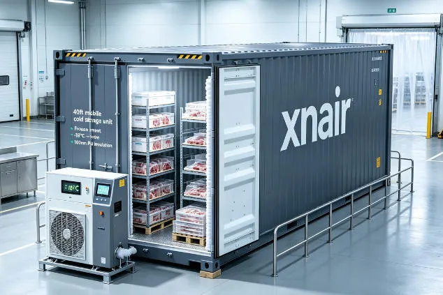 40ft unit at a food processing facility storing frozen meat at -18°C