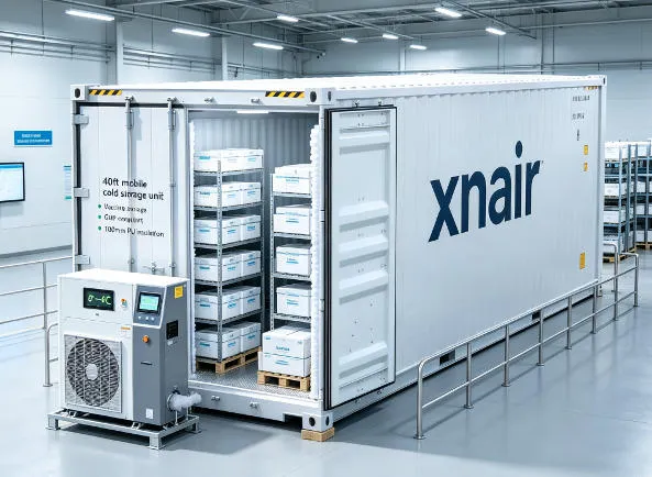 40ft unit at a GMP logistics center maintaining 2°C to 8°C for vaccines