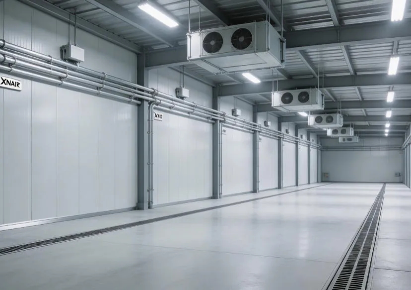 Xnair cold storage facility interior with insulated panels and refrigeration units for multiple industry applications
