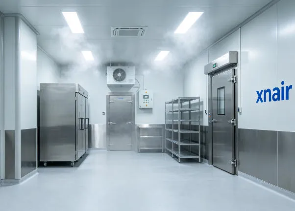 xnair rock wool panels used in a pharmaceutical GMP-compliant cold storage facility with stainless steel interior finish