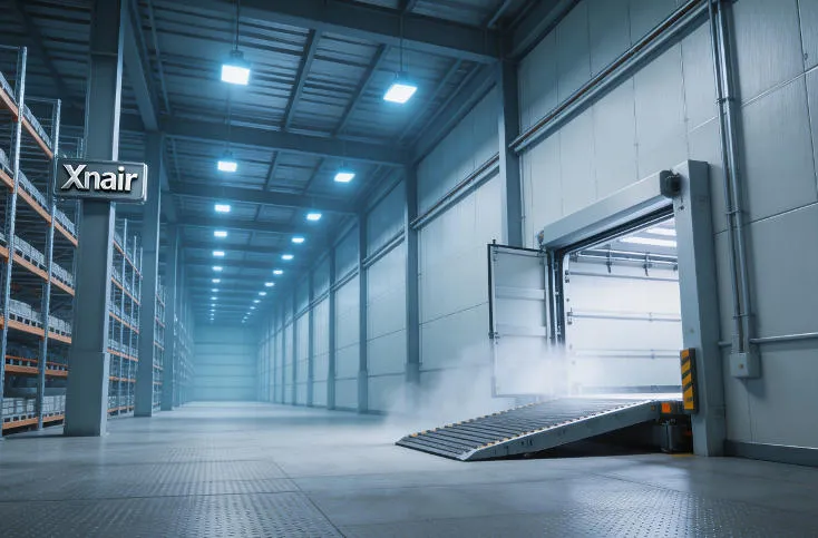 Logistics cold storage warehouse project by Xnair - high-bay racking with dock leveler integration